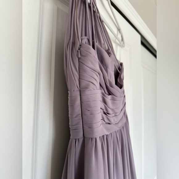 Beautiful long lavender gown. One shoulder style with flattering ruching. - Picture 9 of 13